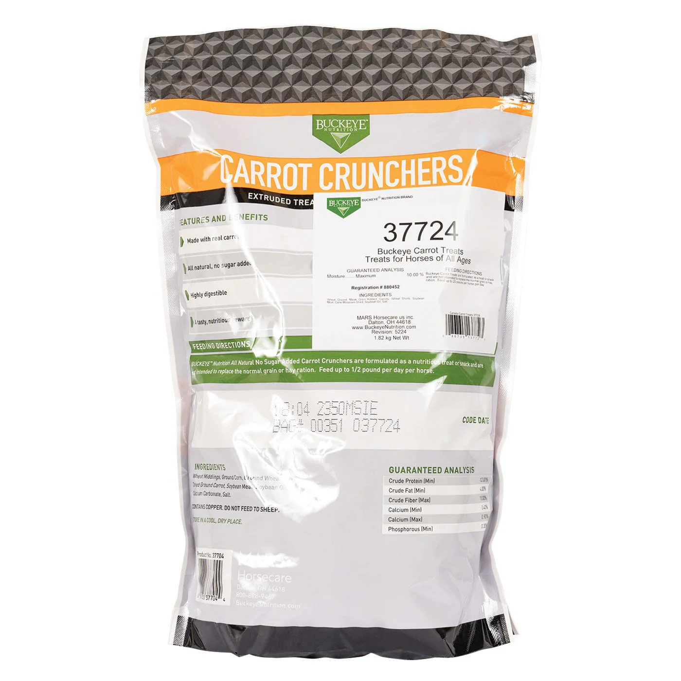 Buckeye Nutrition All Natural No Sugar Added Carrot Crunchers Horse Treats 1.8 kg - Image 2