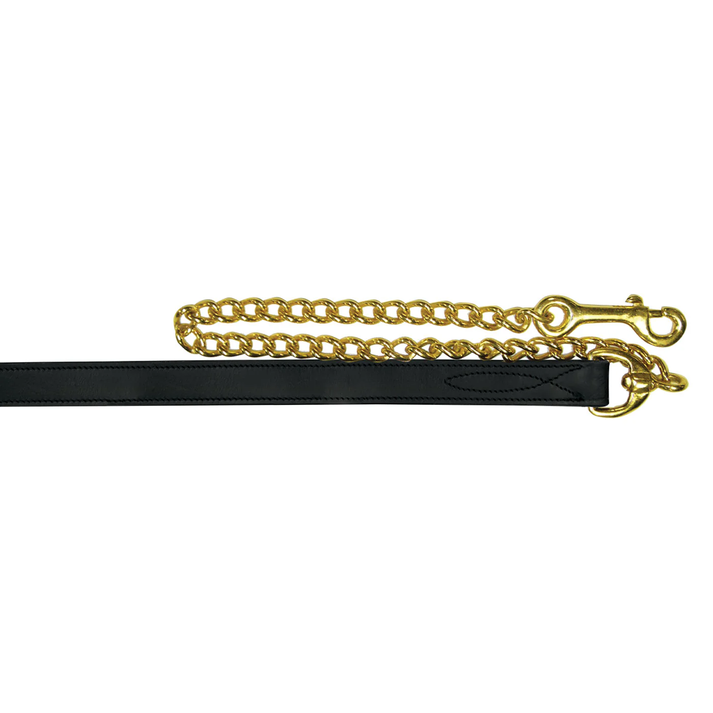 Connemara Leather Lead W/ 61 cm Brass Chain - Black