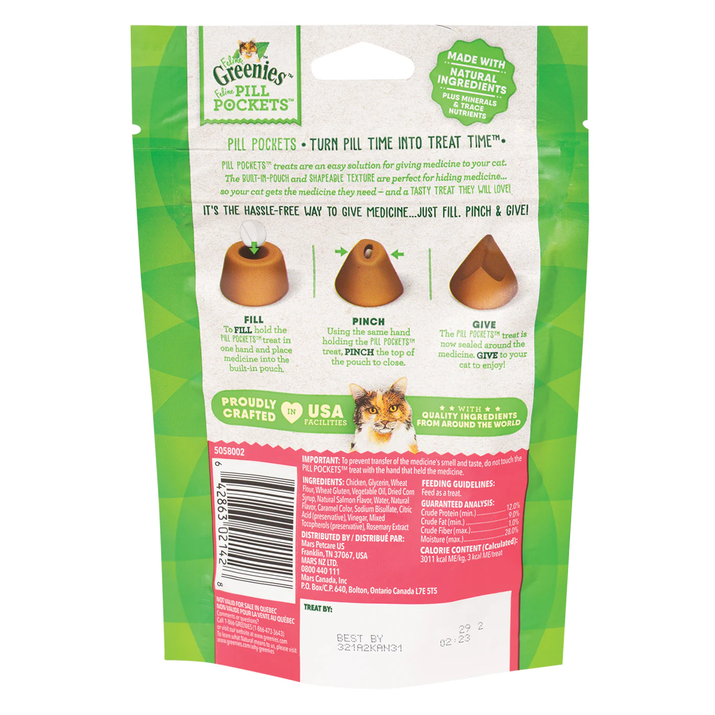 Feline Greenies Salmon Pill Pockets Cat Treats 17 g - Image 2