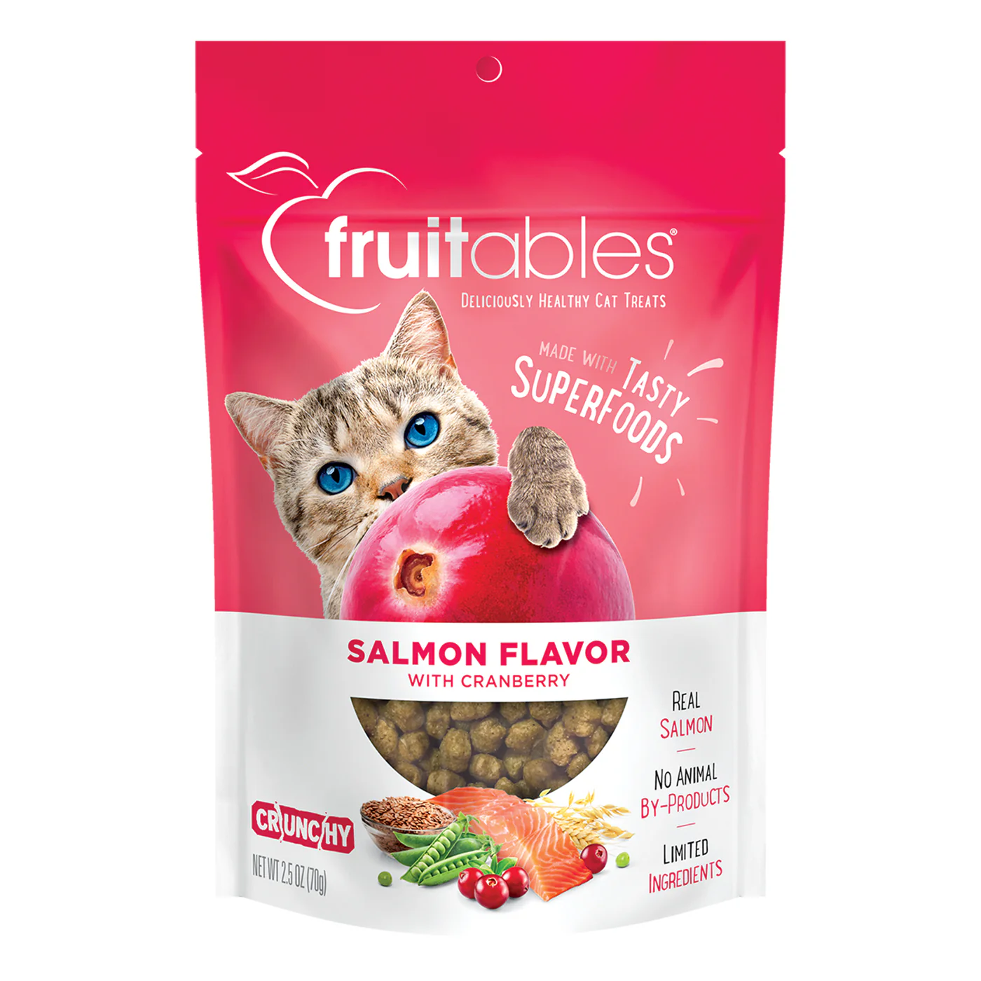 Fruitables Wildly Natural Salmon & Cranberry Crunchy Cat Treats 70 g