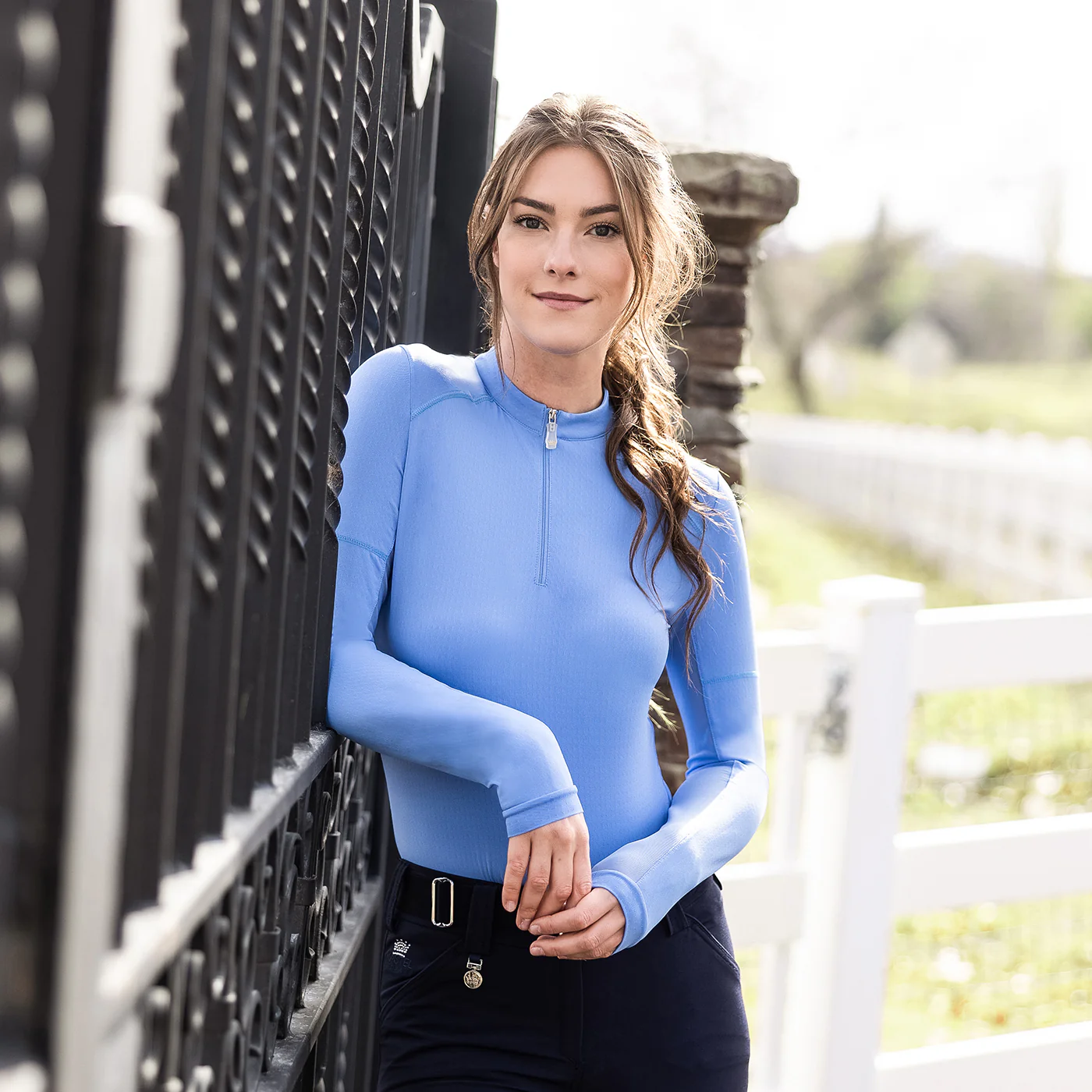 Kastel Denmark Solid Long Sleeve Paneled Quarter Zip Top - Image 5