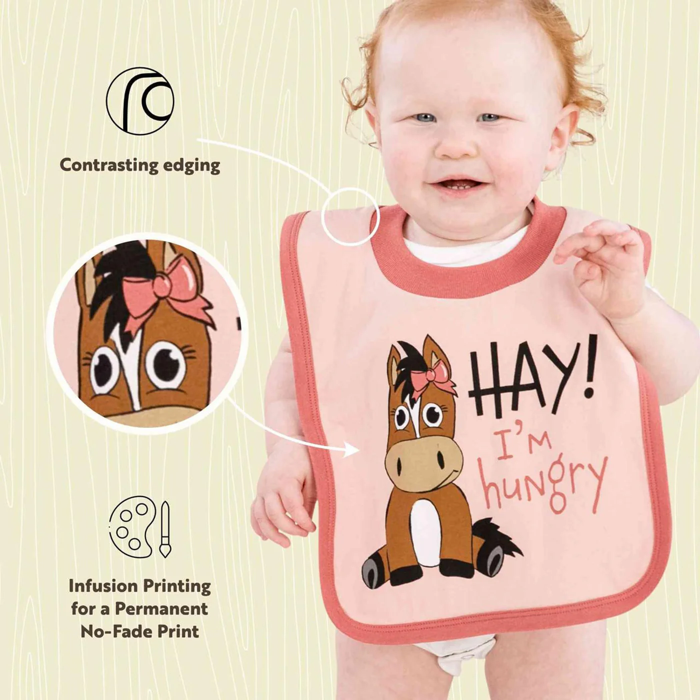 Lazy One Hay I'm Hungry Infant Bib - Image 4