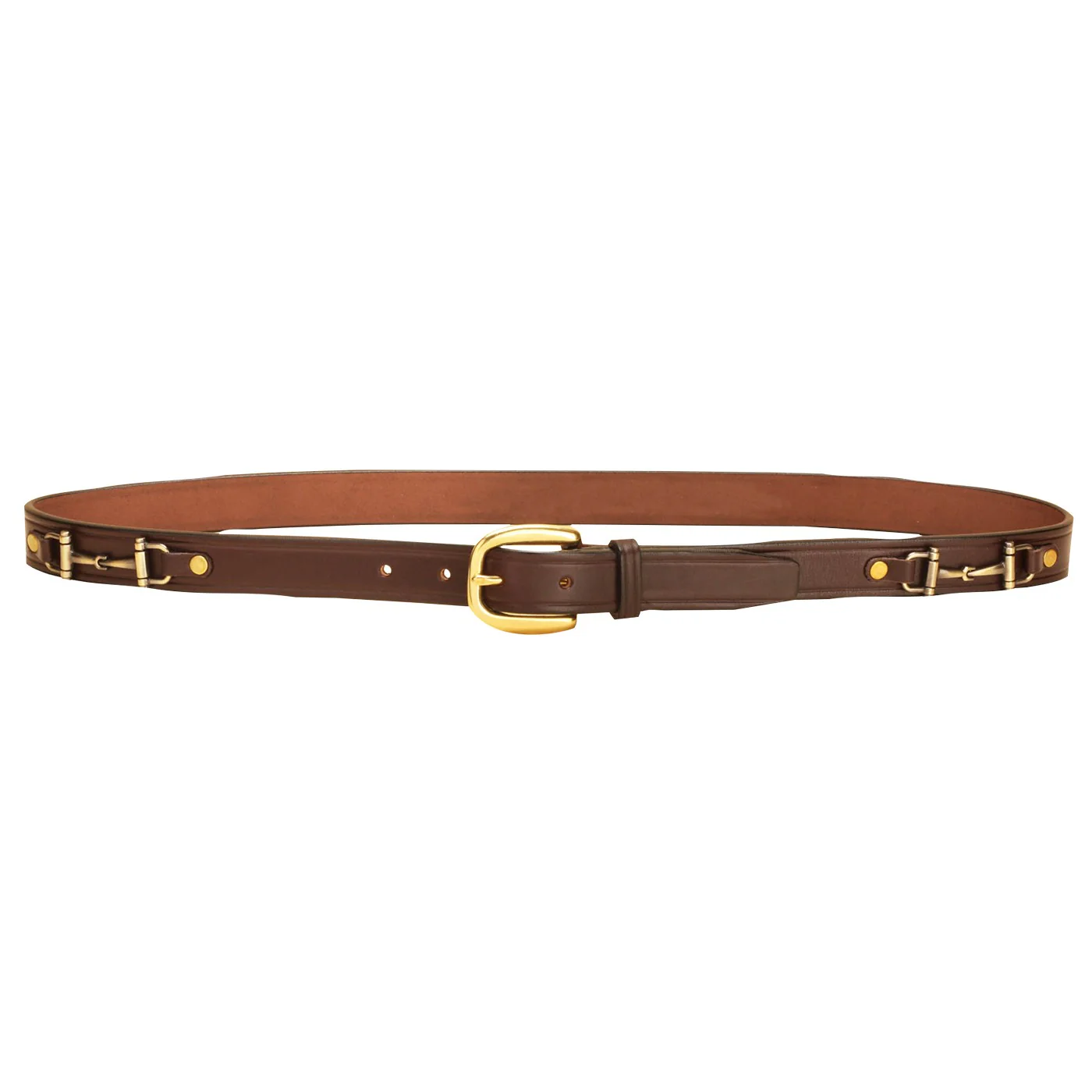 Tory Leather Snaffle Bit Belt W/ Brass Snaffle Bits & Buckle - Image 2