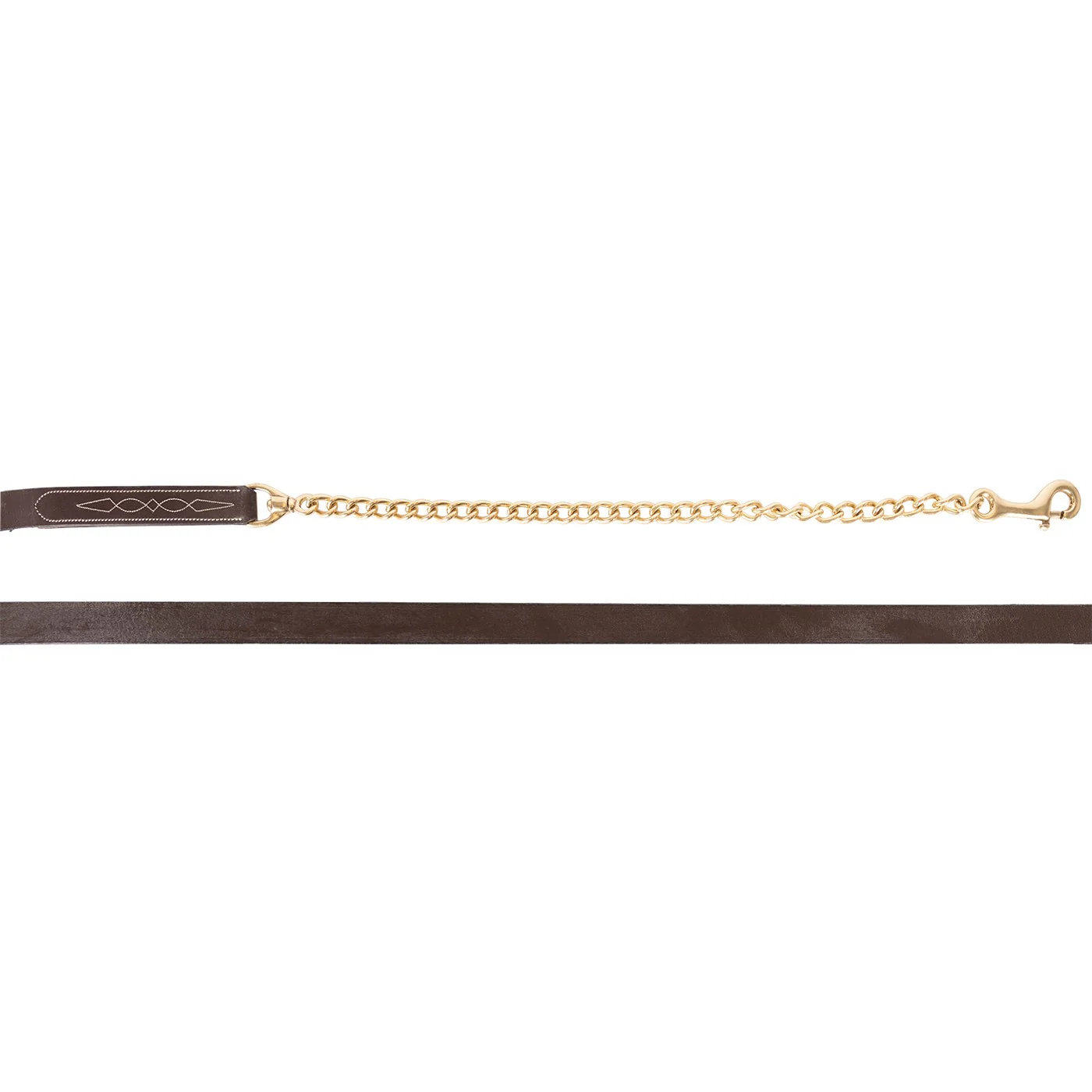 Val du Bois Fancy Stitched Leather Lead W/ 60 cm Brass Chain