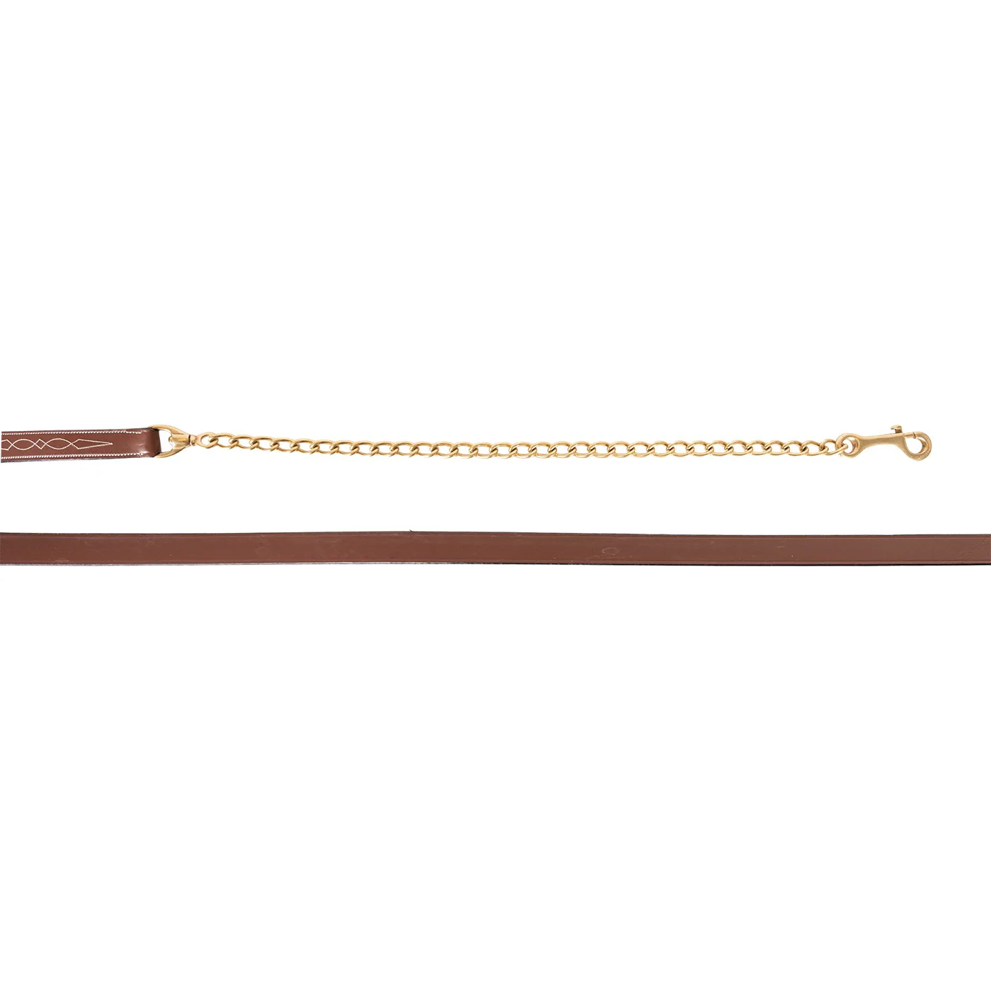 Val du Bois Fancy Stitched Leather Lead W/ 60 cm Brass Chain - Image 2
